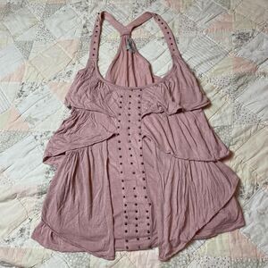 charlotte russe vintage y2k baby pink boho coquette flowy cami tank top small